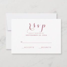 Rose Gold Simple Elegant Script Wedding RSVP Karte