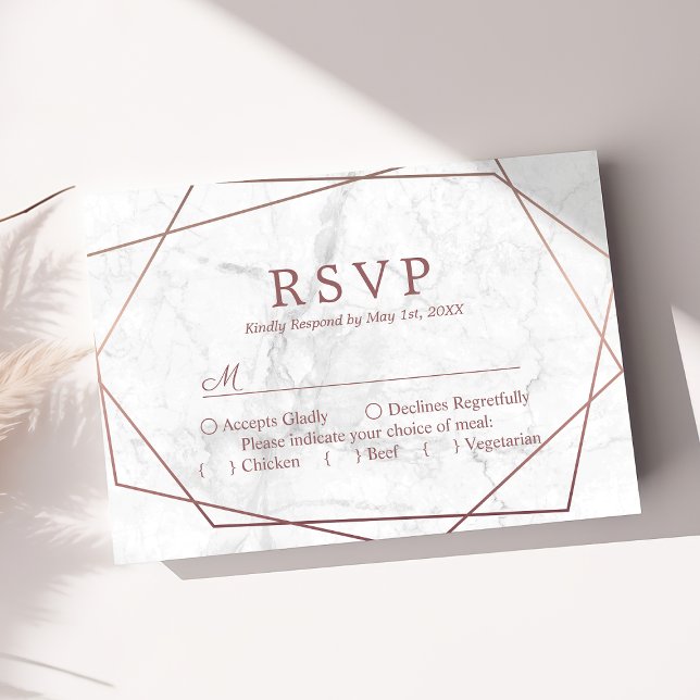Rose Gold Simple Geometric Wedding RSVP Karte (Von Creator hochgeladen)