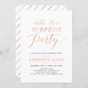 Rose Gold Simple Moprise Retirement Party Einladung