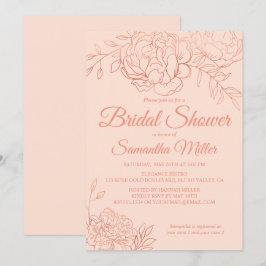 Rose Gold Sketch Blume Brautparty Einladung