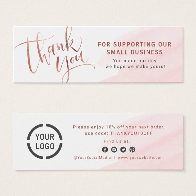 Rose Gold Skript & Logo Geschäft Vielen Dank einfü (Vorne & Hinten)