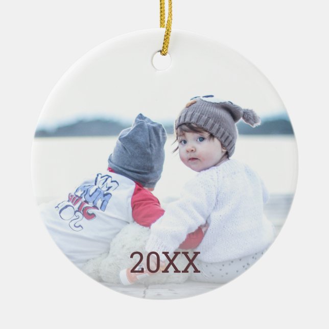 Rose Gold Snowflake 2 Sided Photo Christmas Keramik Ornament (Vorne)