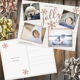 Rose Gold Snowflake 4 Foto Jolly Weihnachten Postkarte