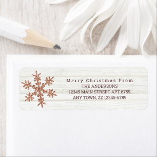 Rose Gold Snowflake Chic Rustic Woliday