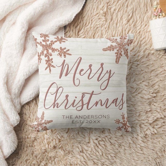 Rose Gold Snowflake Elegante Drehbuch Kissen (Decke)