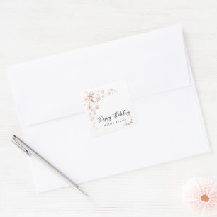 Rose Gold Snowflake Holiday Elegante Umschlag Aufk Quadratischer Aufkleber