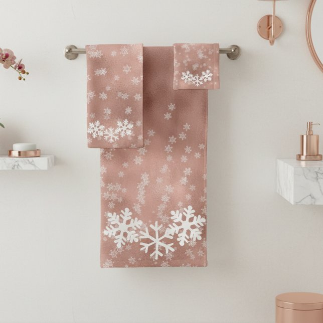 Rose Gold Snowflake Serviettes de bain de Noël (Créateur téléchargé)