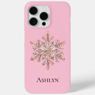Rose Gold Snowflake Weihnachtsname Case-Mate iPhone Hülle