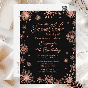 Rose Gold Snowflakes Geburtstagsparty Postkarte