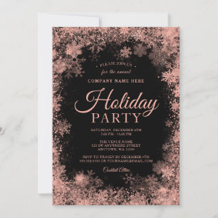 Rose Gold Snowflakes Weihnachten Firmenfeiertag Einladung