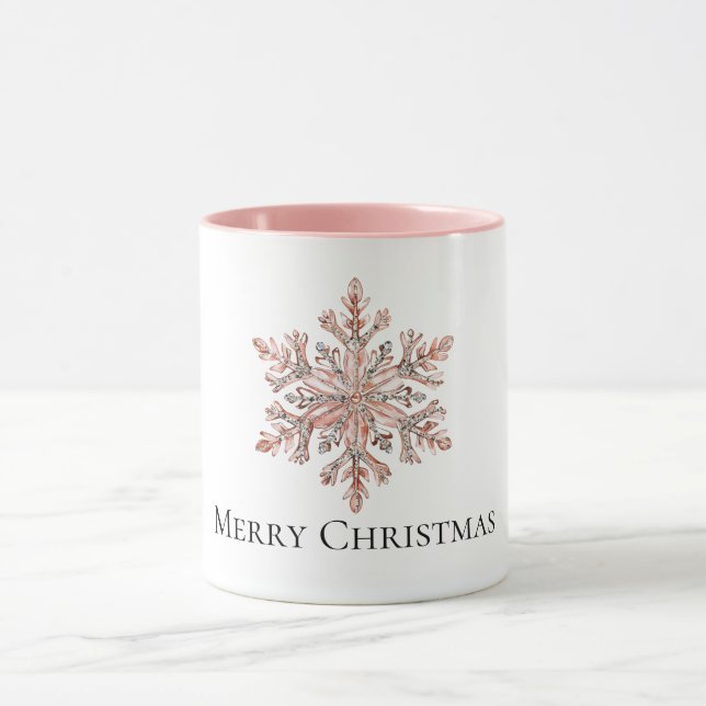 Rose Gold Snowflakes Weihnachten Tasse (Zentrum)