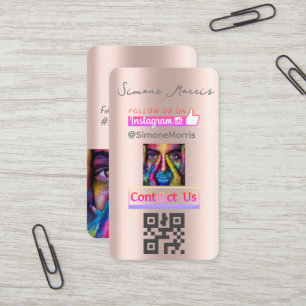 Rose Gold Social Media QR Code - Fotos Visitenkarte