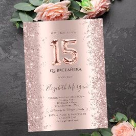 Rose Gold Sparkass Diamonds Quinceanera Einladung