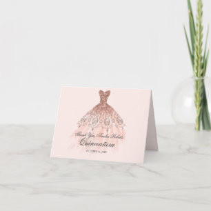 Rose Gold Sparkenkleid Quinceanera Vielen Dank Dankeskarte