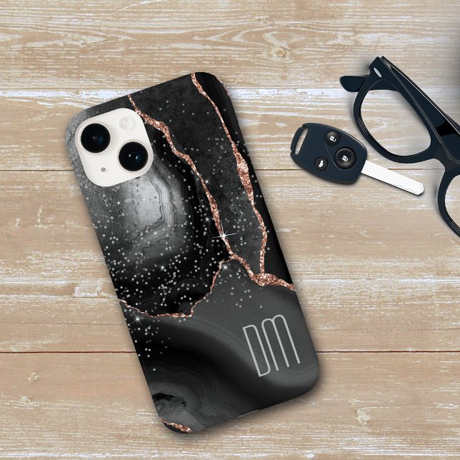 Rose Gold Sparkle Abstrakt Monogramm Case-Mate iPhone 14 Hülle (Von Creator hochgeladen)