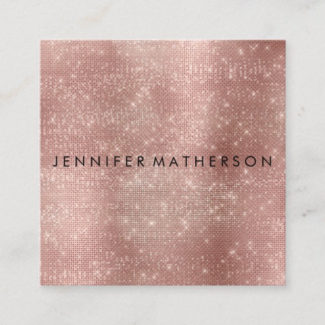 Rose Gold Sparkle Beauty Stylist Quadratische Visitenkarte (Vorderseite)