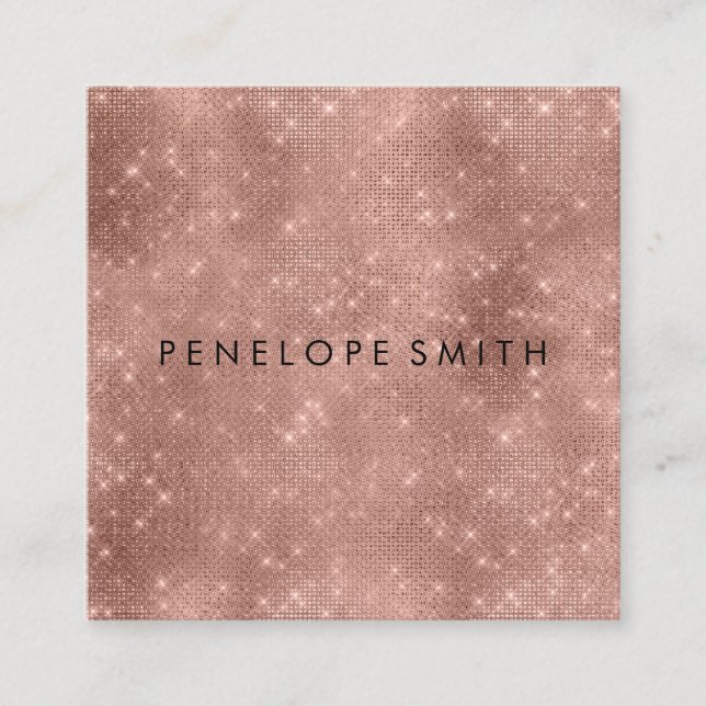 Rose Gold Sparkle Beauty Stylist Quadratische Visitenkarte (Vorderseite)