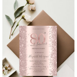 Rose Gold Sparkle Diamonds 80. Geburtstag Einladung