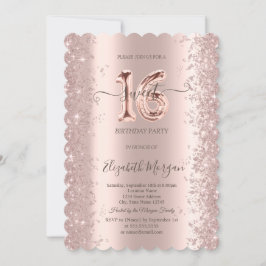 Rose Gold Sparkle Diamonds Sweet 16 Einladung