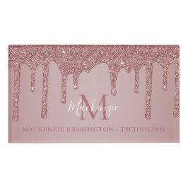 Rose Gold Sparkle Drilling Glitzer Monogram Namenschild