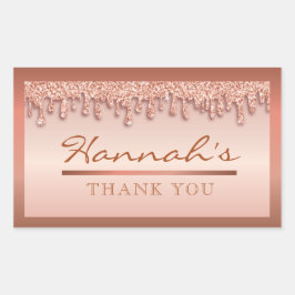 Rose Gold Sparkle Drippy Tropfen Babyaufkleber Rechteckiger Aufkleber