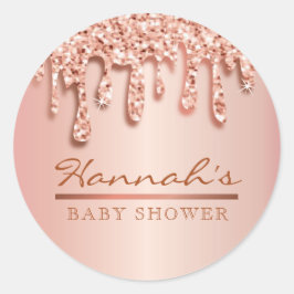 Rose Gold Sparkle Drippy Tropfen Babyaufkleber Runder Aufkleber