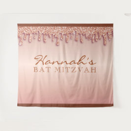 Rose Gold Sparkle Drippy Tropfen Bat Mitzvah Hinte Wandteppich