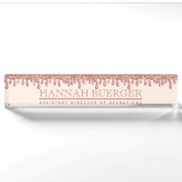 Rose Gold Sparkle Drippy Tropfen Boss Namplate Namensplakette