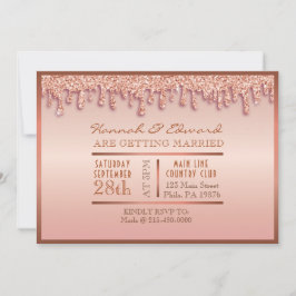 Rose Gold Sparkle Drippy Tropfen Wedding Party Einladung