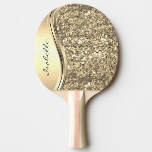 Rose Gold Sparkle Glam Bling Personalisiertes Meta Tischtennis Schläger