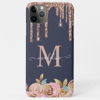 Rose Gold Sparkle Glam Glitzer Tropfen Monogram Fa