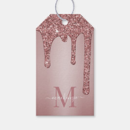 Rose Gold Sparkle Glam Glitzer Tropfen Monogram Geschenkanhänger