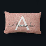 Rose Gold Sparkle Glitter Monogram Name & Initial Lendenkissen<br><div class="desc">Rose Gold Sparkle Glitzer Monogram Name und Initial Pillow. Das Kissen ist das ideale Geschenk für jemanden,  der sein Zimmer in Rose Gold verziert.</div>