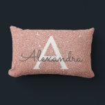 Rose Gold Sparkle Glitter Monogram Name & Initial Lendenkissen<br><div class="desc">Rose Gold Sparkle Glitzer Monogram Name und Initial Pillow. Das Kissen ist das ideale Geschenk für jemanden,  der sein Zimmer in Rose Gold verziert.</div>