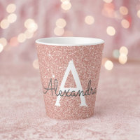 Rose Gold Sparkle Glitter Monogram Name & Initial