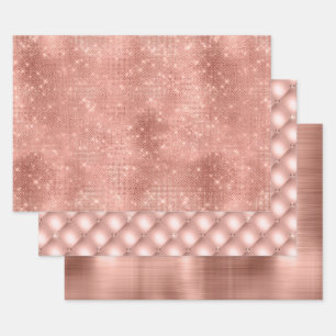 Rose Gold Sparkle Glitz und Glam Geschenkpapier Set