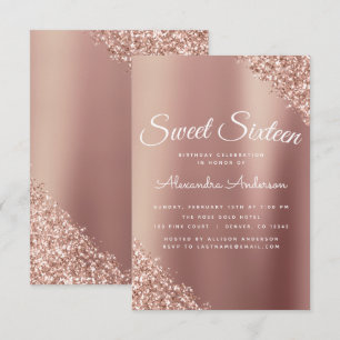 Rose Gold Sparkle Glitzer 16 . Geburtstag Geburtst Einladung