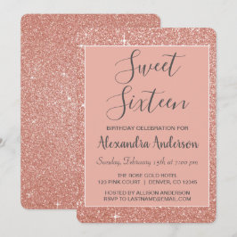 Rose Gold Sparkle Glitzer 16 . Geburtstag Geburtst Einladung