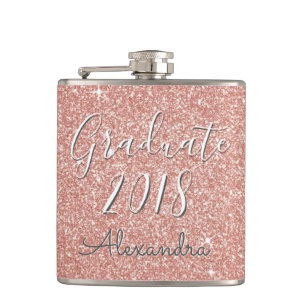 Rose Gold Sparkle Glitzer Class of 2018 Graduate Flachmann