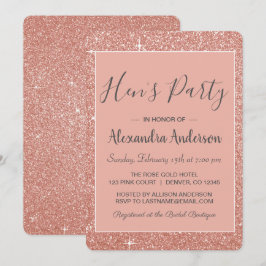Rose Gold Sparkle Glitzer Hens Party Einladung