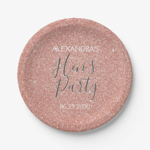 Rose Gold Sparkle Glitzer Hens Party Pappteller