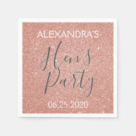 Rose Gold Sparkle Glitzer Hens Party Serviette