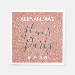 Rose Gold Sparkle Glitzer Hens Party Serviette