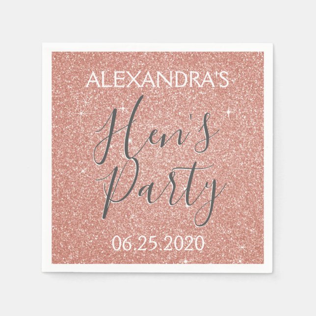 Rose Gold Sparkle Glitzer Hens Party Serviette (Vorderseite)