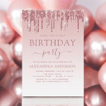 Rose Gold Sparkle Glitzer jedes Alter Geburtstag Einladung<br><div class="desc">Rosa Rosa - Rose Gold Funkelnd Tropfen Glitzer für jedes Alter Geburtstag Party Einladung . Dies ist die perfekte Einladung zum Geburtstag für eine moderne Rose Gold und Blush Pink Ombre Glitzer Sparkle Girly Geburtstagsparty. Bitte kontaktieren Sie den Designer,  um passende Sonderanfertigungen zu erhalten.</div>