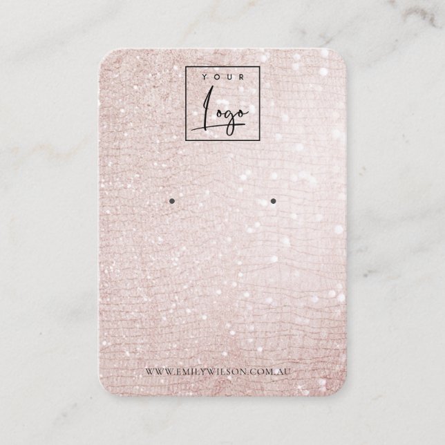 Rose Gold Sparkle Glitzer-Logo Visitenkarte (Vorderseite)