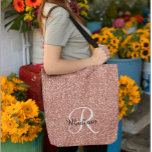 Rose Gold Sparkle Glitzer Monogram Hübsch Tasche<br><div class="desc">Dieses Design wurde mithilfe von digitaler Kunst erstellt und kann in dem Bereich personalisiert sein, der zur Verfügung gestellt wird, oder indem Sie den Klick wählen, um weitere Optionen anzupassen und den Namen, die Initialen oder die Wörter zu ändern. Sie können auch die Textfarbe und den Textstil ändern oder den...</div>