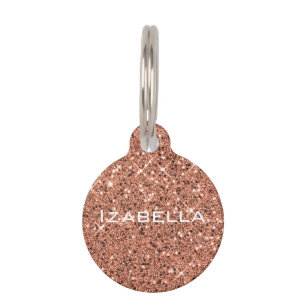 Rose Gold Sparkle Glitzer Personalisierte Päpster Haustiermarke