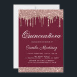Rose Gold Sparkle Glitzer Quinceñera Feier Einladung<br><div class="desc">Blush Pink - Rose Gold und Burgund Marsala Funkelnd Driving Glitzer Quinceañera Celebration 15. Geburtstagsparty Einladung . Das ist die perfekte elegante Quinceañera Feier Einladung für eine moderne Girly Rose Gold und Blush Sparkle Pink Glitzer Sparkle Girly fünfzehnte (fünfzehn) Geburtstagsparty. Bitte kontaktieren Sie den Designer, um passende Sonderanfertigungen zu erhalten....</div>