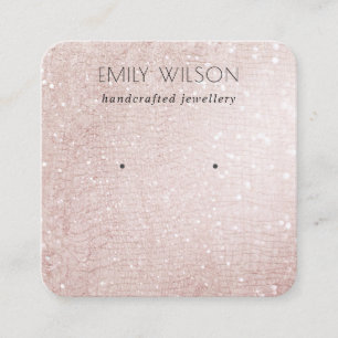 Rose Gold Sparkle Glitzer Shiny Earring Display Quadratische Visitenkarte